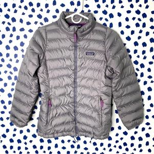 Patagonia puffer, Size XL 14 Gray outside  w/ purple inside